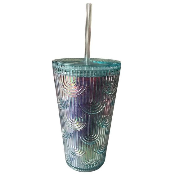 NEW Starbucks 2022 Iridescent Aqua Mermaid Scale Siren Tumbler Grande 16 oz - Picture 4 of 5